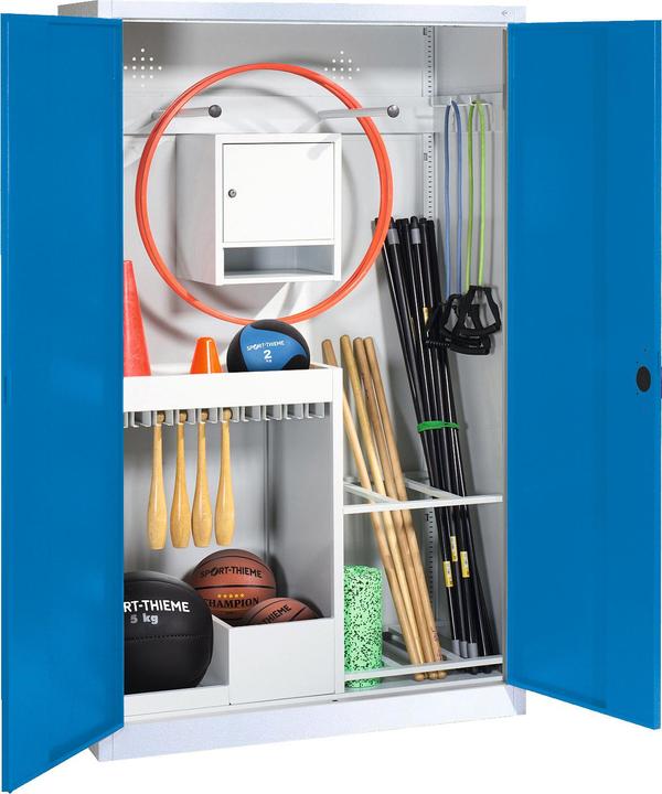 Actual product image C+P Sports equipment cabinet (HxWxD 195x120x50 cm, with solid sheet metal hinged doors, type 1)