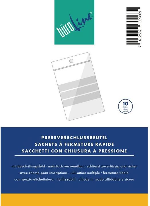 Immagine prodotto BüroLine Sacchetto a pressione 115x155mm con campo di etichettatura (10 Pezzo/i)