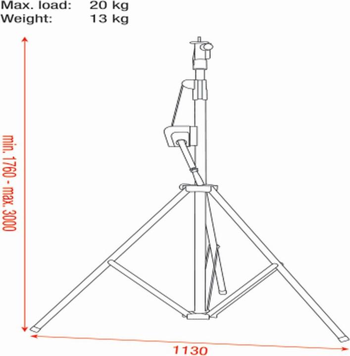 Actual product image Showtec Wind-Up Lightstand 3000mm