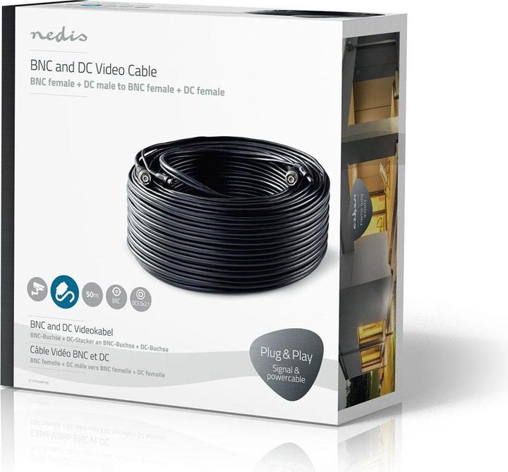 Produktbild Nedis CCTV-Sicherheitskabel BNC/DC 50.0 m rund PVC Schwarz Kartonverpackung (Antennenkabel)