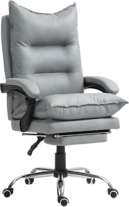 Actual product image Swisshandel24 Bürostuhl mit Liegefunktion, ergonomisch Schreibtischstuhl Drehstuhl Hellgrau