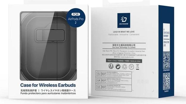Actual product image Dux Ducis Headphone case - AirPods 4 PECP Series PC+TPU Cover with Hook Black (Charging case cover)