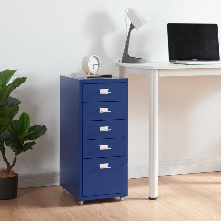 Immagine prodotto En.Casa Piedistallo mobile Kökar con 5 cassetti 69x28x41 cm Blu (69 x 28 x 41 cm)