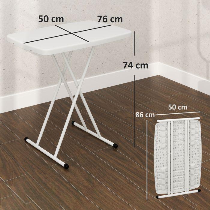 Produktbild Swisshandel24 Beistelltisch höhenverstellbar, klappbar Kunststoff, 50kg belastbar, 76x50x74H cm Weiss