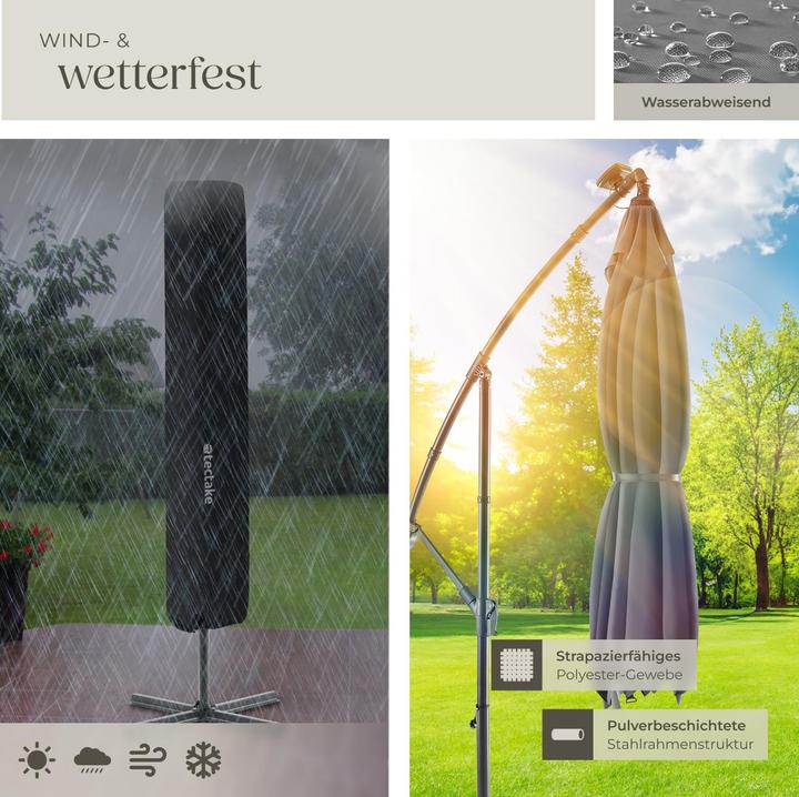 Immagine prodotto tectake Ombrellone Sunna LED-Solar con manovella 2,5 x 2,5 m (2.50 m)