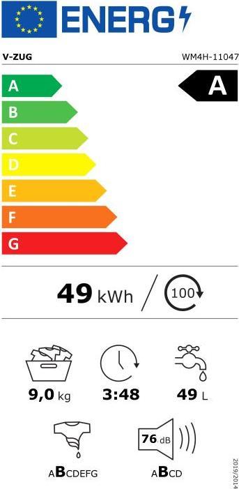 Energie-Label V-Zug V400 (8 kg, Links, CH-Stecker)
