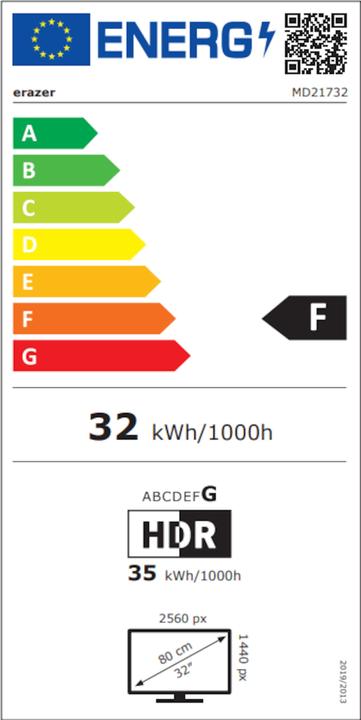 Label énergétique Erazer Moniteur Spectator X50 (MD21732) (2560 x 1440 pixels, 32")