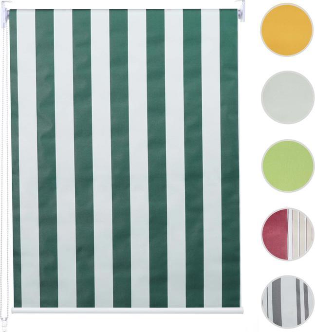 Produktbild Swisshandel24 Rollo, Fensterrollo Seitenzugrollo Jalousie, Sonnenschutz Verdunkelung blickdicht 120x160cm - grün/w (120 x 160 cm)