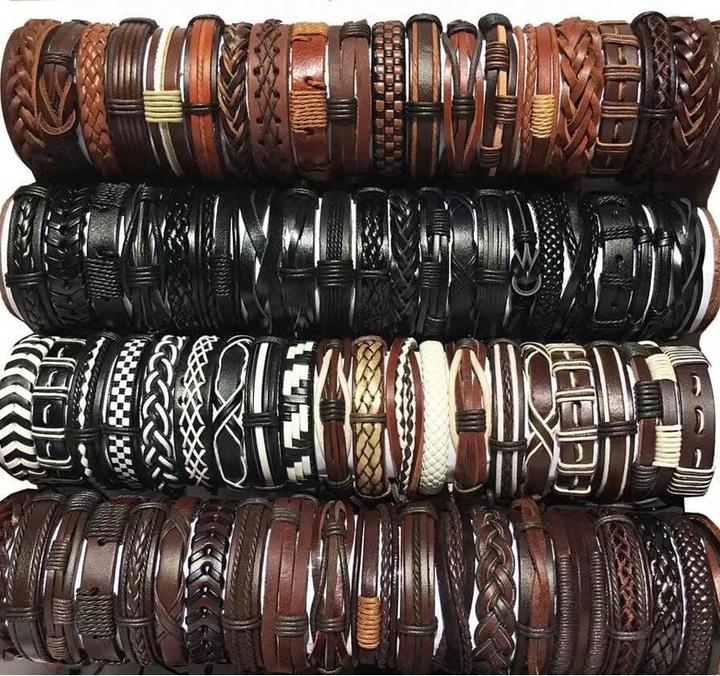 Immagine prodotto Cbx 20 pezzi di braccialetti in pelle con stili diversi, dimensioni regolabili, braccialetti fatti a (Ecopelle)