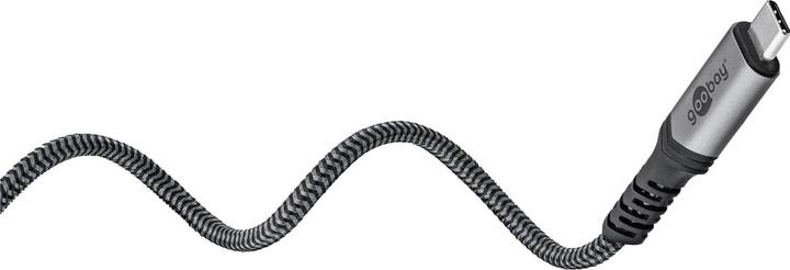 Image du produit Goobay Câble USB-C avec gaine textile, USB4, 240 W, 40 Gbit/s, Power Delivery, 0.5 m, noir, gris (0.50 m, USB 4.0)