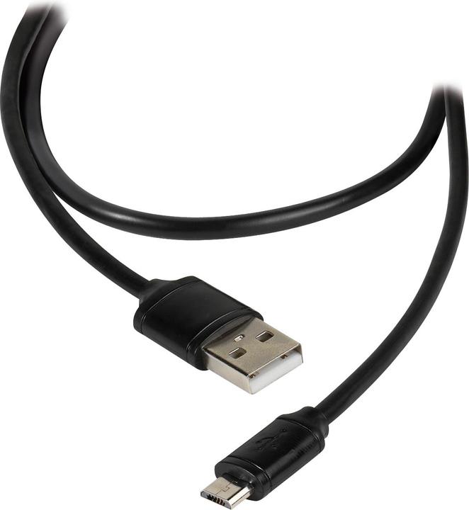 Produktbild Vivanco Micro USB Kabel,USB2.0 kompatibel,A-Stecker auf micro B-Stecker, schwarz, 2m (2 m, USB 2.0)