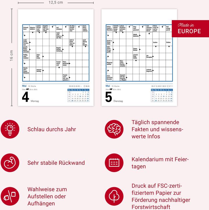 Produktbild Harenberg Kreuzworträtsel Tagesabreisskalender 2026 (Harter Einband, Deutsch)