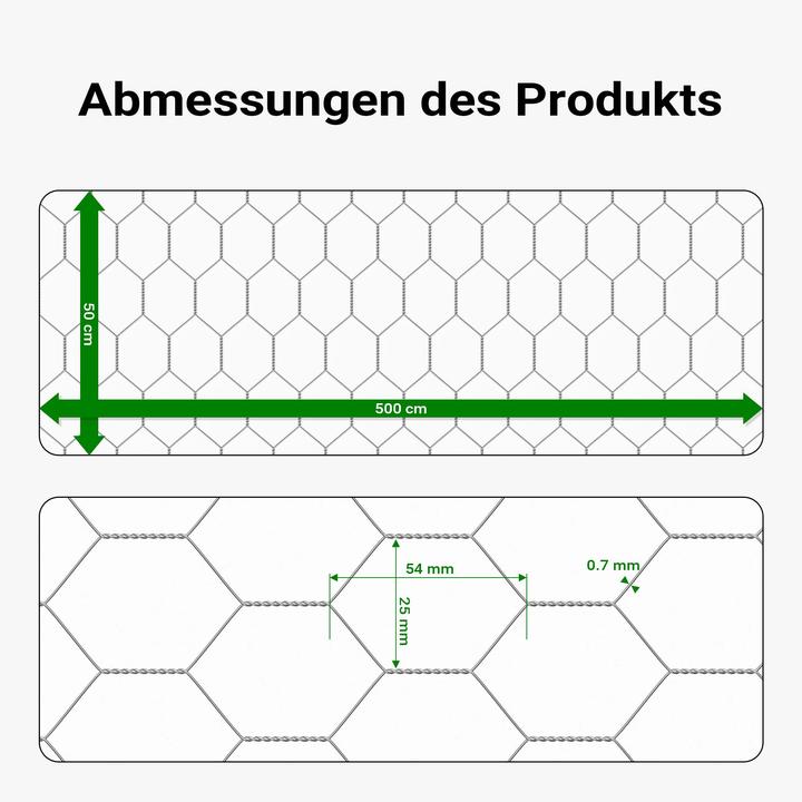 Produktbild Wiltec Volierendraht 5x0,5m Hasendraht 25mm Maschenweite Sechseckgeflecht Zaun (5 m)
