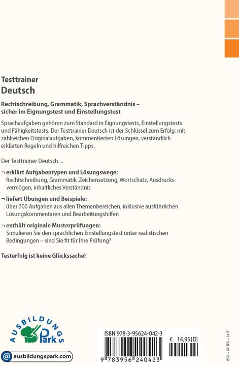 Produktbild Testtrainer Deutsch (Deutsch, Marianne Macheroux, Marcus Mery, Kurt Guth, 2024)