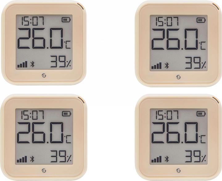 Produktbild Shelly WLAN-Temperatur- u. Feuchtigkeitssensor Plus H&T Gen. 3, BT, Mokka, 4 Stück