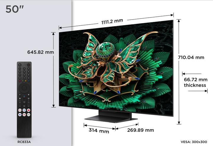Immagine prodotto TCL Serie C7K Smart TV QD-MiniLED 4K 50" 50C7K, audio Onkyo 2.0, Dolby Vision IQ & Atmos, Google TV (50", Mini-LED, 4K, 2025)