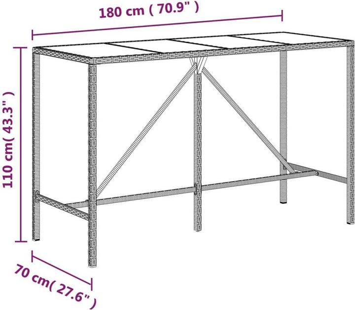 Produktbild VidaXL 7-tlg. Gartenbar-Set mit Kissen Braun Poly Rattan (48 cm)