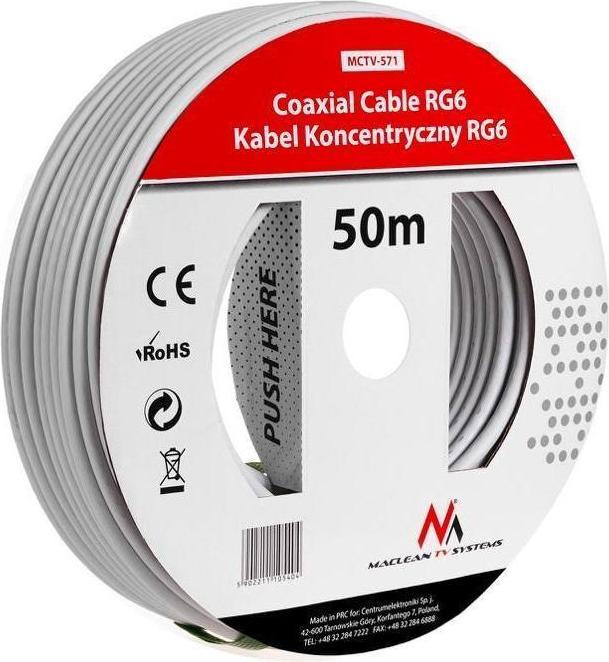 Immagine prodotto Maclean Bobina di cavo coassiale M/M 50m (Blanc) (Cavi antenna)