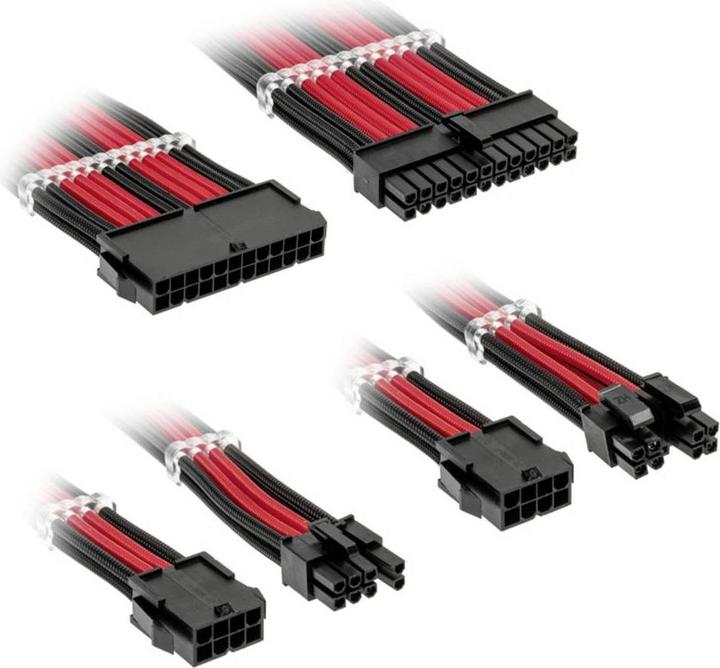 Actual product image Kolink Core Standard Braided Cable Extension Kit - Jet Black/Racing Red