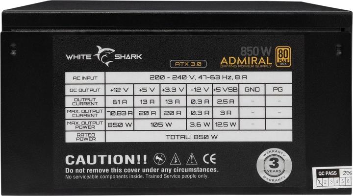 Actual product image White Shark Shark GPSU-850W Admiral 850W 80+ GOLD Full Modular (850 W)