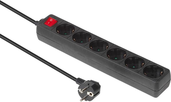Produktbild MicroConnect 6-way Schuko Socket 5M Black (6 x, CEE 7/3)