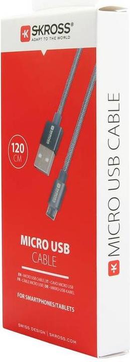 Actual product image Skross USB Cable Micro Cable, Braiding, 1.20m space gray (1.20 m, USB 2.0)