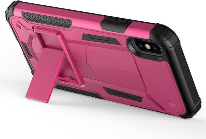 Actual product image Zizo Hybrid Transformer Cover - Armoured iPhone X case with stand (hot pink/black) (Apple iPhone X)