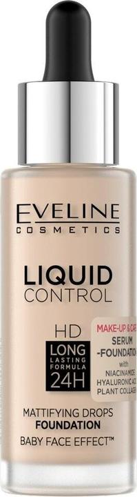 Actual product image Eveline EVELINE Liquid Control HD Mattifying Drops Foundation matujący podkład do twarzy 002 Soft Porcelain (002 Soft Porcelain)