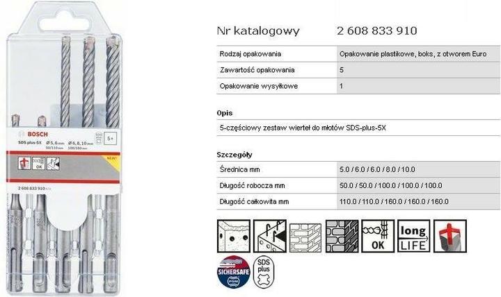 Produktbild Bosch Zubehör Hammerbohrer-Set (5.0, 6.0, 8.0, 10.0)
