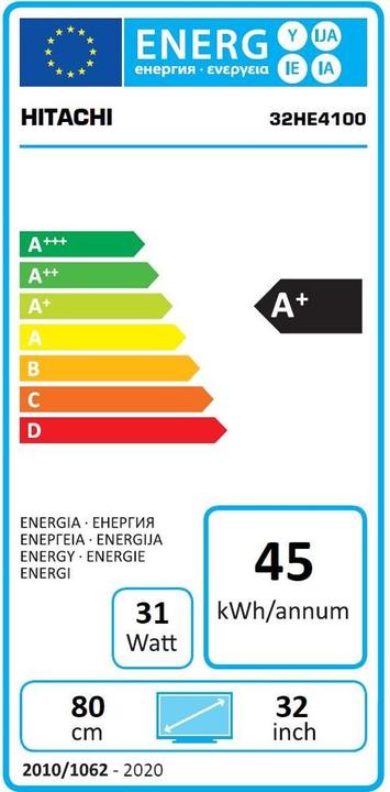 Energie-Label Hitachi 32HE4100 (32", LCD, Full HD)