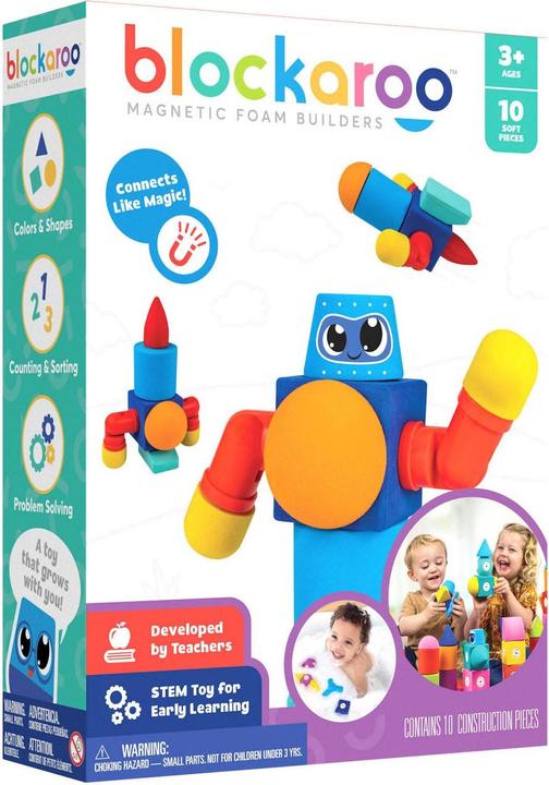 Actual product image Blockaroo magnetic foam blocks robot box