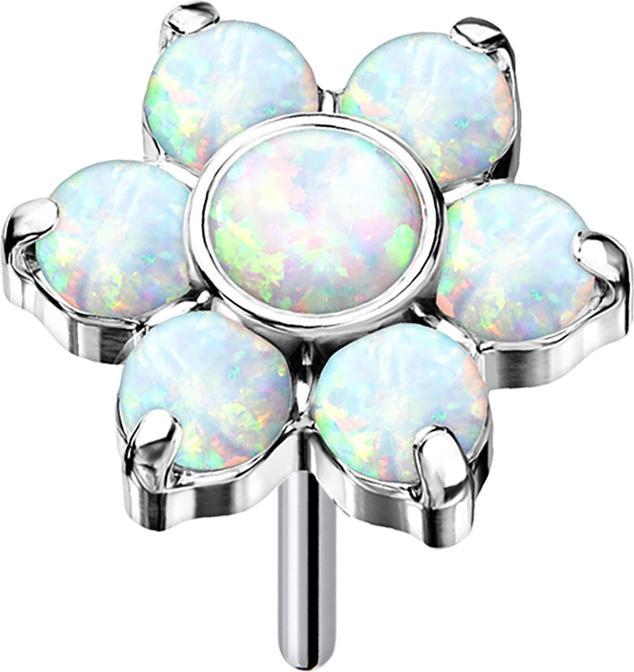 Immagine prodotto Star Piercing Threadless fiori d'argento opali bianchi (Titanio G23, senza ottone)