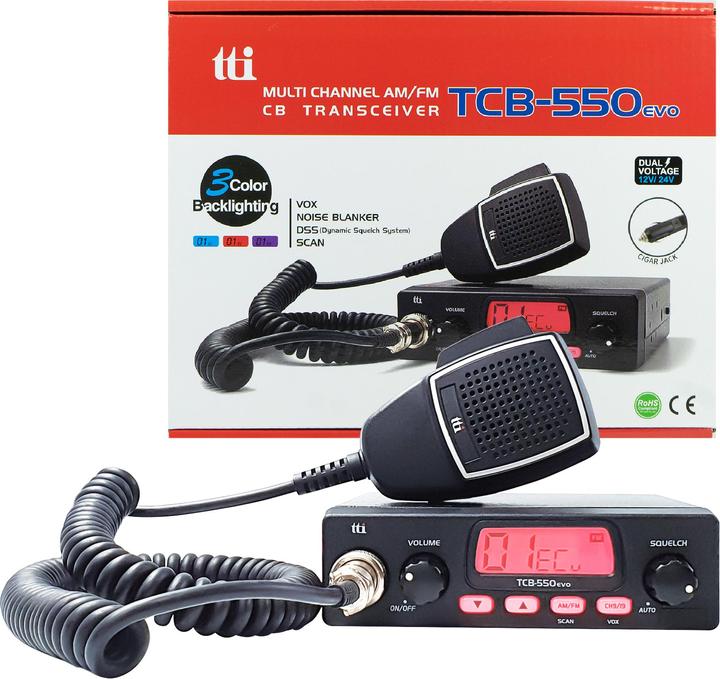 Aim TTi CB radio TTi TCB-550 EVO, DSS, VOX, NB filter, scan, multicolour screen, 12-24 V