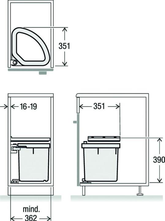 Produktbild Müllex Abfall-Schwenksystem D-LINE D40 (21 l)
