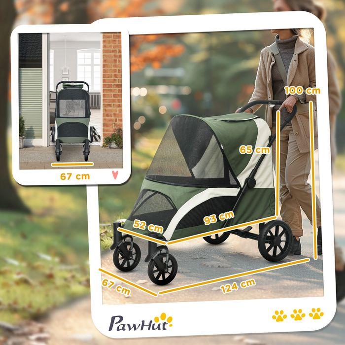 Produktbild Swisshandel24 Hundewagen Hundebuggy klappbar für grosse Hunde & Katzen bis 30 kg Katzenbuggy, dunkelgrün (Hund, Faltbar, Atmungsaktiv, Sicherheitsverschluss)