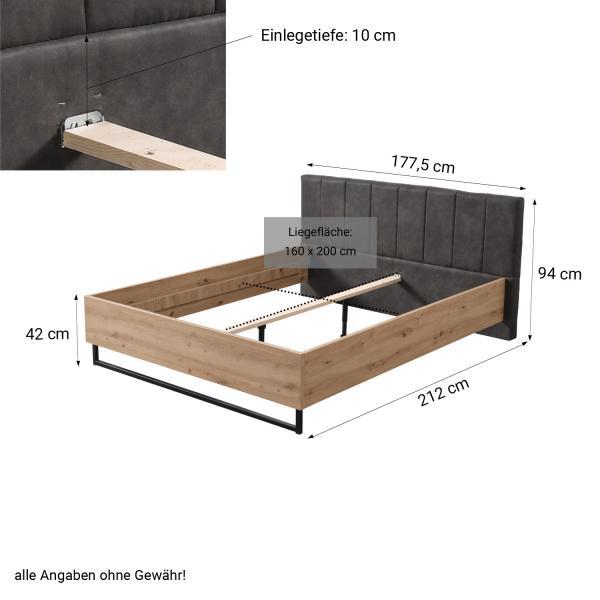 Produktbild Homestyle4u Doppelbett Polsterbett Industrial Style (160 x 200 cm)