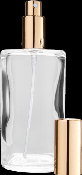 Immagine prodotto Flacone in vetro trasparente, ovale, con pompa nebulizzatrice + tappo oro per 100 ml (100 ml)
