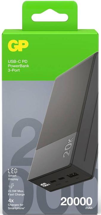 Image du produit GP Batteries GP PowerBank M2+ 20C 20000mAh 2xUSB-C/1xUSB-A noir Indicateur LED (20000 mAh, 22.50 W, 74 Wh)