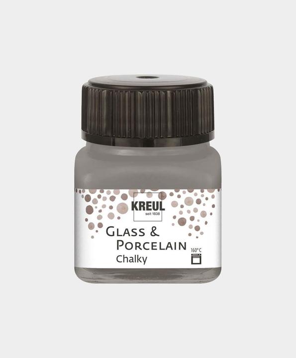 Image du produit Kreul Glass & Porcelain Chalky, peinture pour porcelaine et verre (Smoky Stone, 20 ml)