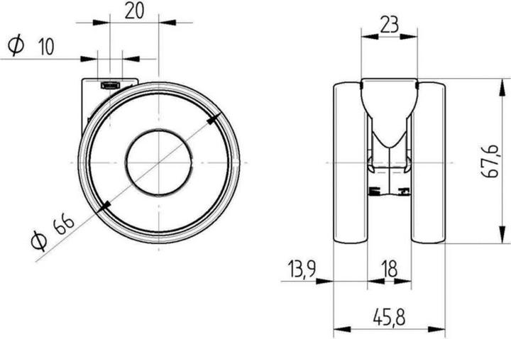 Actual product image Tente Double swivel castors Linea 65