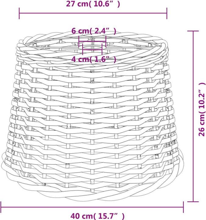 Produktbild VidaXL Lampenschirm Braun Ø40x26 cm Korbweide, Farbe: Braun