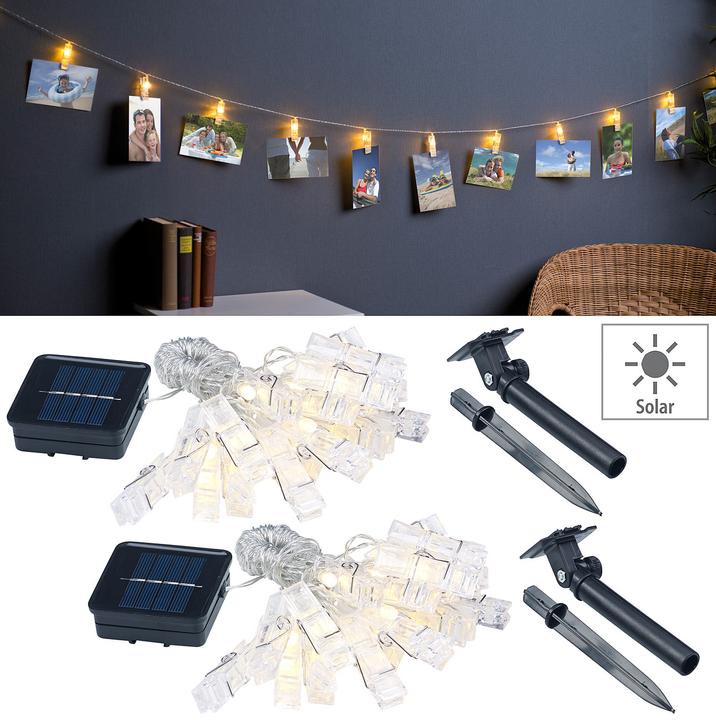 Image du produit Lunartec Lot de 2 guirlandes lumineuses LED Photo Clips (10 m)