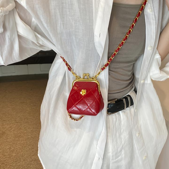 Immagine prodotto Only-Bags.Store Mini borsa a tracolla chic con chiusura a scatto - trapuntata, con design floreale ricamato