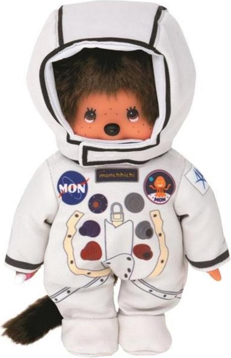 Actual product image Monchhichi Sekiguchi 221257 Original boy astronaut, made of brown plush, in white space jumpsuit, approx. 20 c (20 cm)