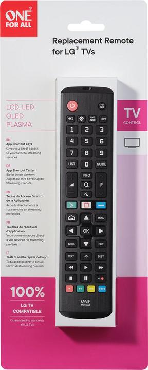 Immagine prodotto One for All URC4911 - Telecomando di ricambio LG 2.0 (Telecomando specifico per il dispositivo, Infrarossi)