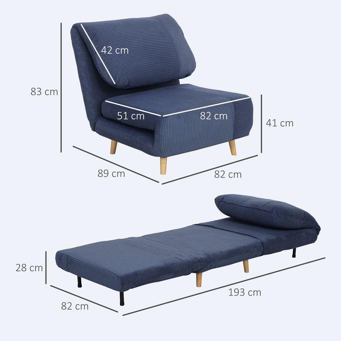Produktbild Swisshandel24 2-in-1 Schlafsofa Schlafsessel Klappmatratze Gästebett Klappbett Blau