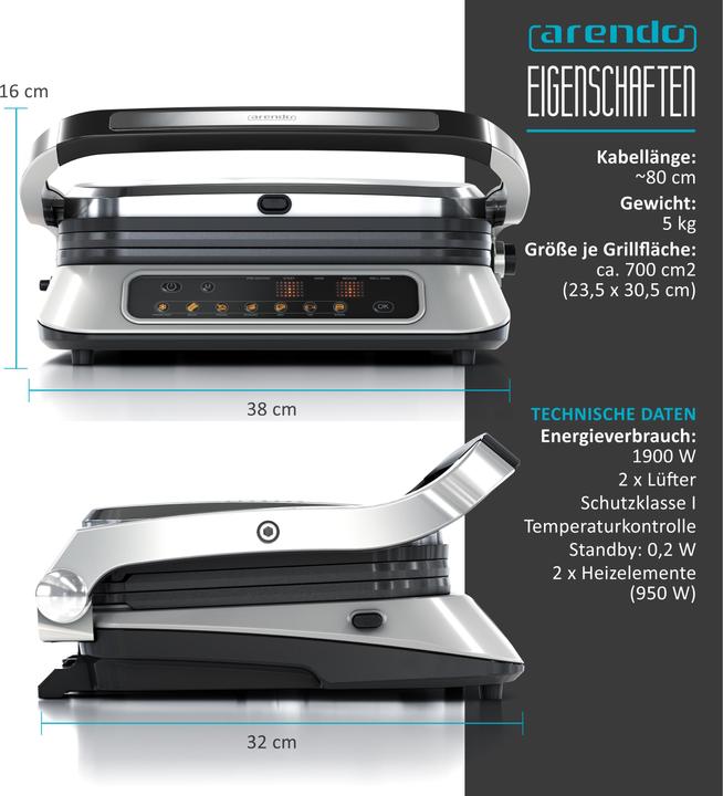 Actual product image Arendo Contact grill