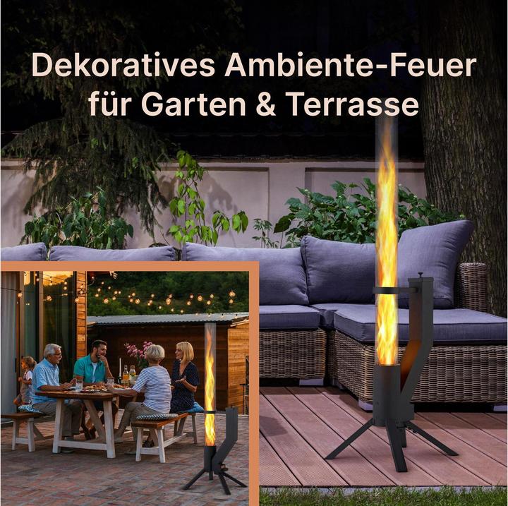 Actual product image Gardenflare Feuerrohr – elegante Edelstahl Feuersäule und Pelletfackel - schwarz (106 cm)