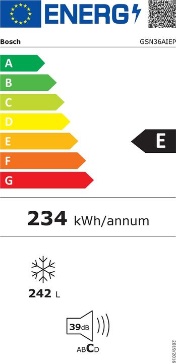 Energy Label Bosch Hausgeräte GSN36AIEP (Stand-alone, 242 l)