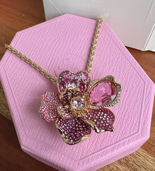 Produktbild Swarovski Florere Halskette Anhänger und Brosche Pavé Blume Rosa Gold (Metall)